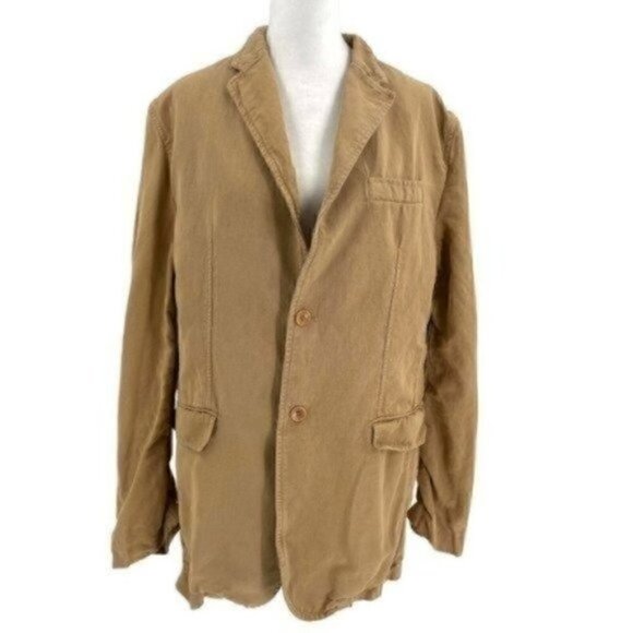 Banana Republic Linen Blend Boyfriend Fit Blazer Button Front Khaki size Large - Picture 1 of 6